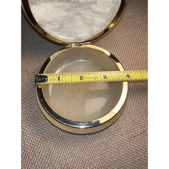 Vintage Genuine Alabaster Hand Carved Trinket Jewelry Box Floral Hinged Lid - Picture 8 of 10